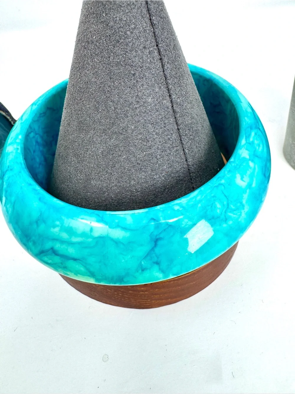 Vintage Chunky Lucite Turquoise Swirl Bangle Bracelet  Approx. 2.75” Diameter